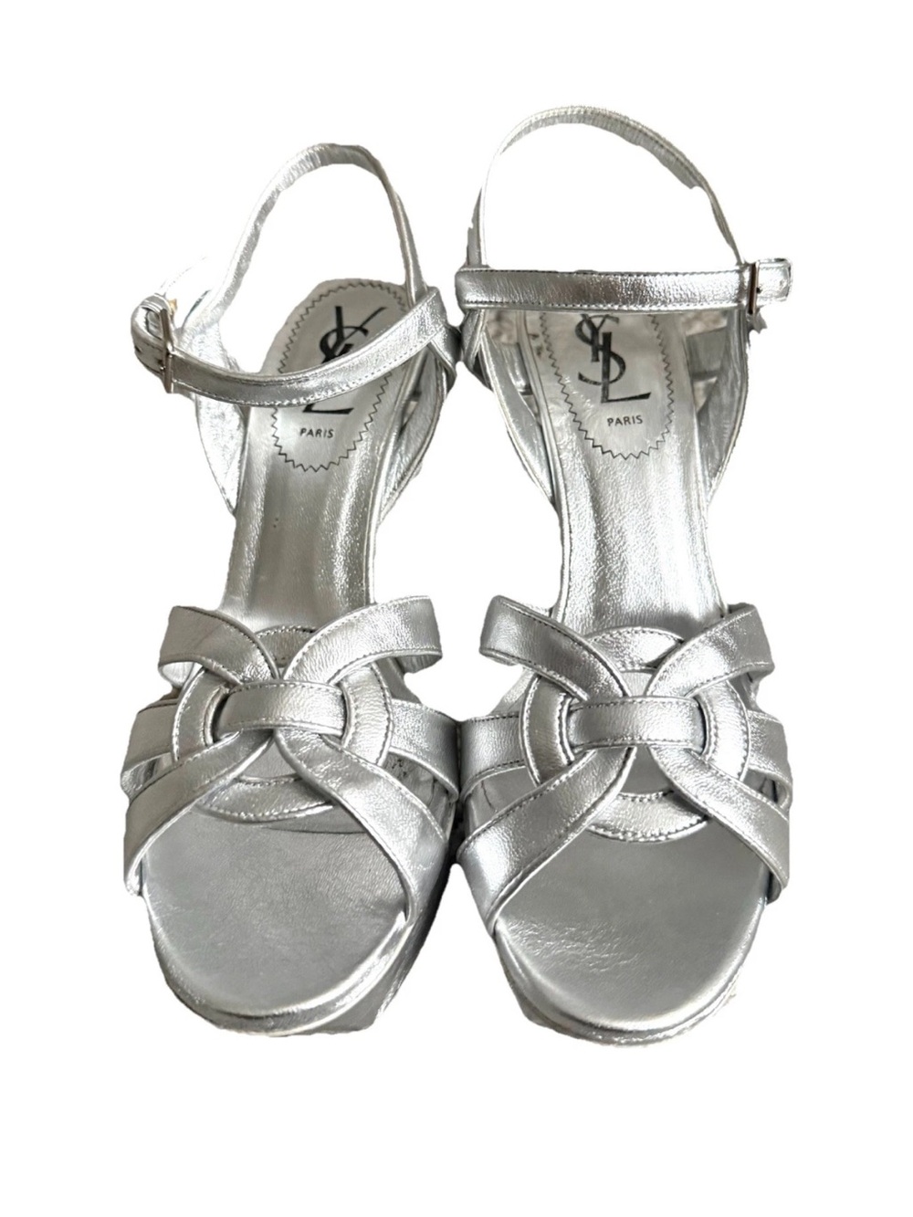 Yves Saint Laurent Metallic Silver Tribute Platform Stiletto Sandals Size 36/6 - Picture 5 of 12